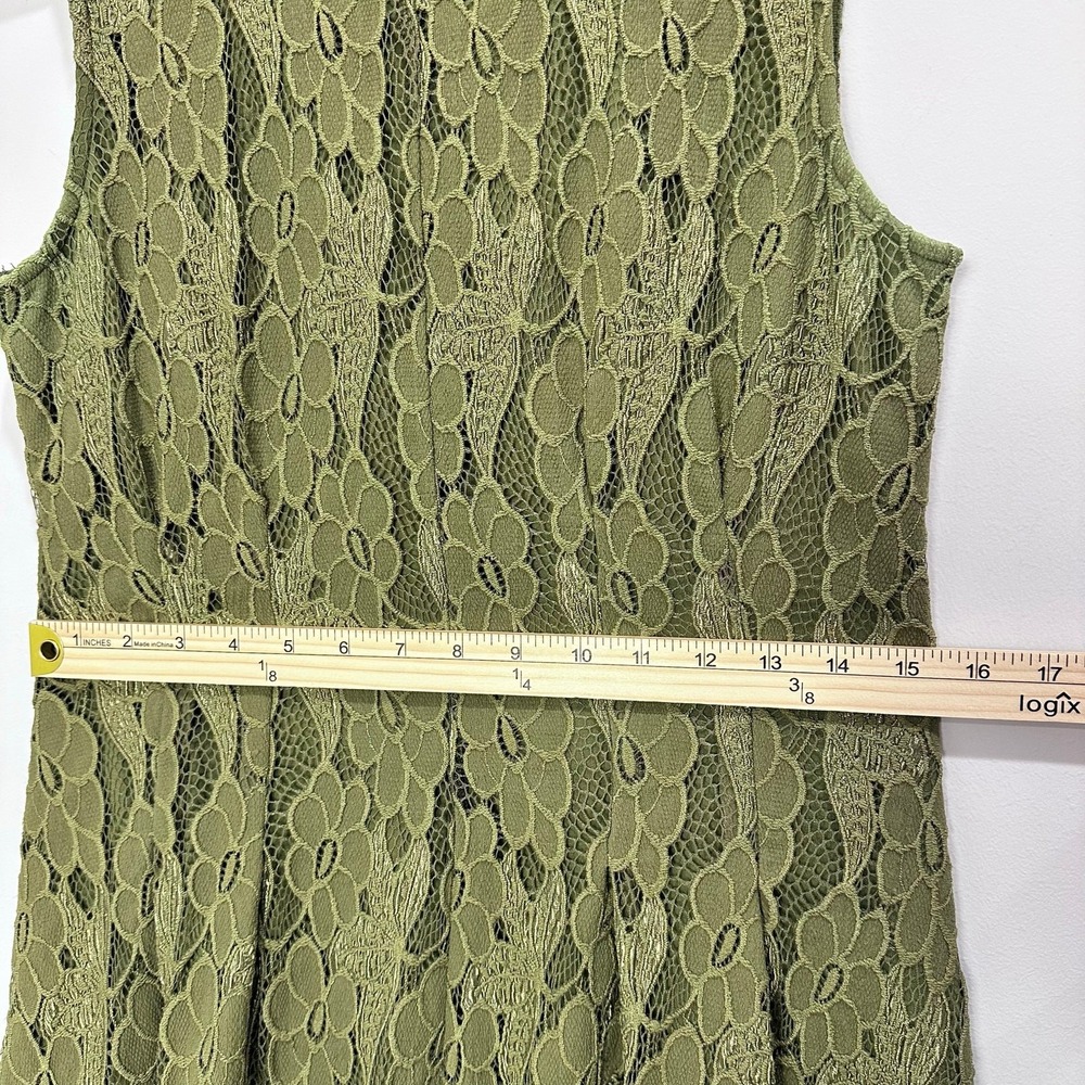 Altar'd State Lace Dress L Olive Green Floral Sleeveless Fit Flare Boho Romantic - Picture 7 of 10